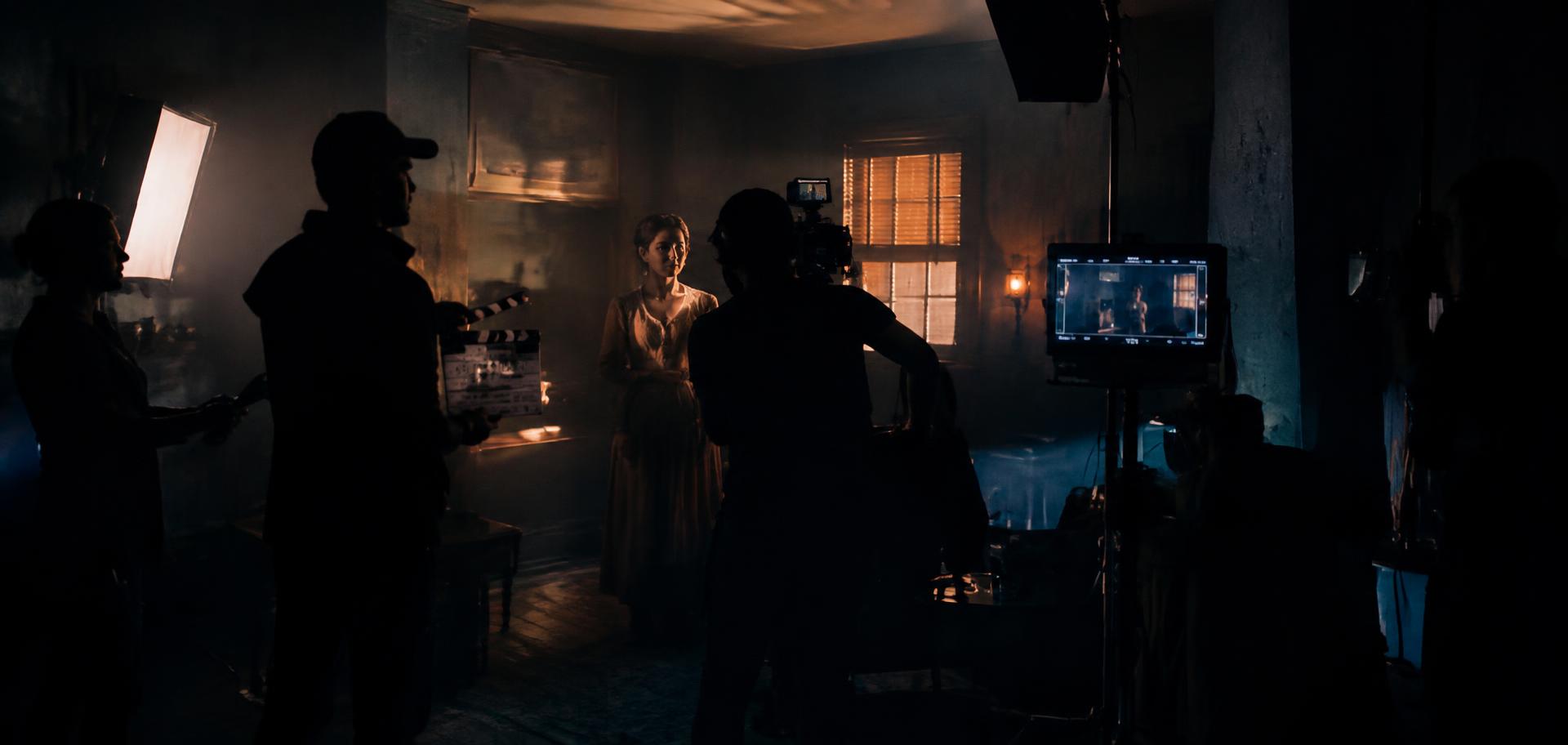 Behind the scenes on a film set